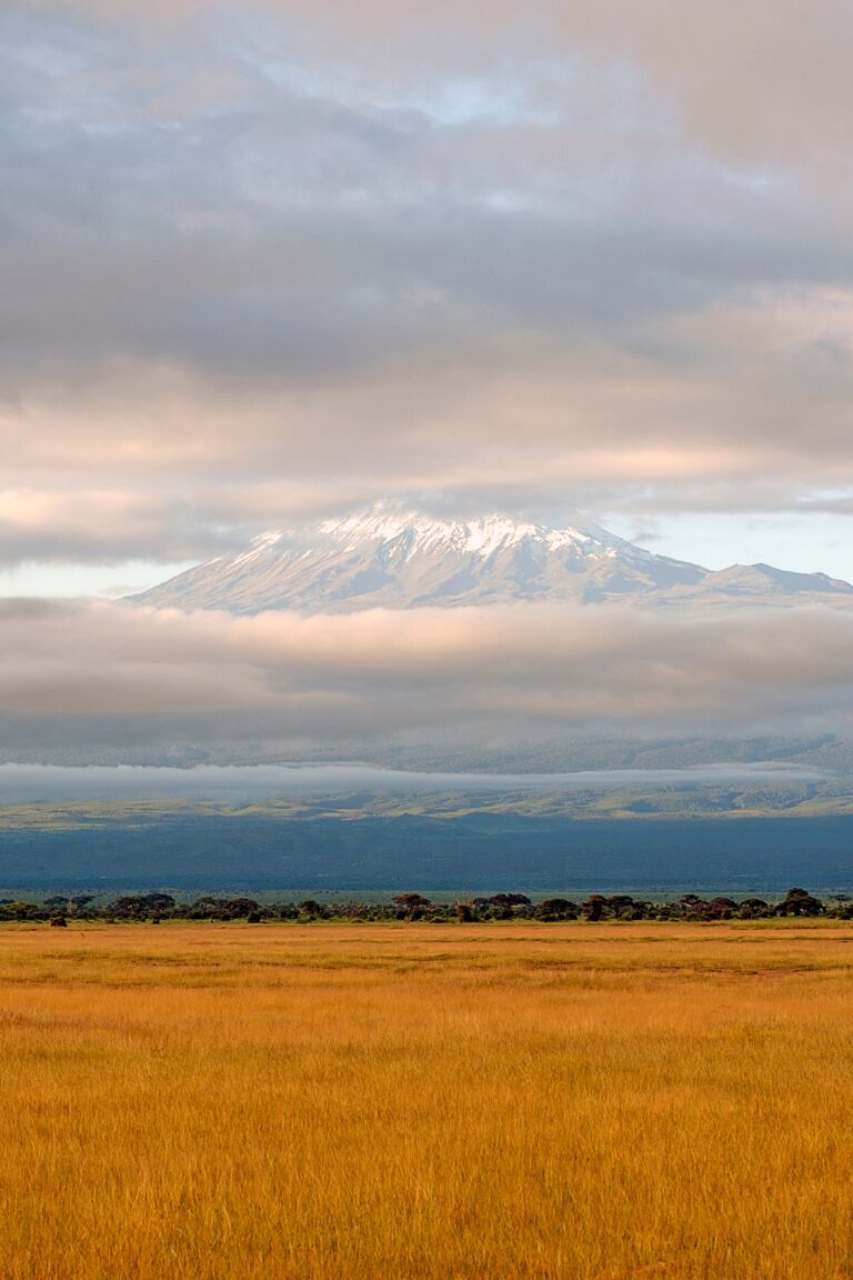 Image of mount kilimanjaro with clouds in kenya